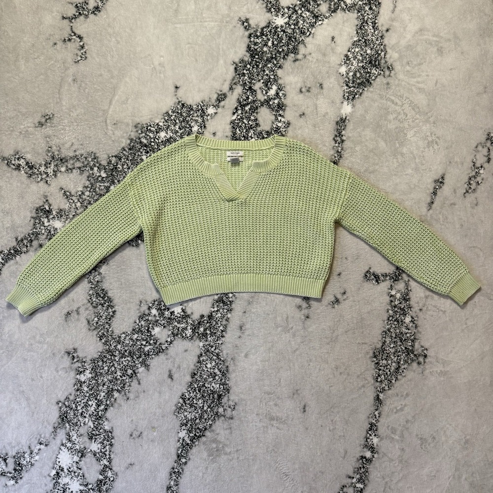 Haute Hippie Sweater Womens Size‎ M Green Knit Pullover Long Sleeve 100% Cotton